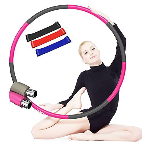 2.2lb Weighted Fitness Hoop for Fun and Intense Exercise Hoop with Measuring Tape Detachable Hoop with Soft Thicker Foam Padding Adjustable 8 Section for Variable Sizes of Fitness Hoops. 